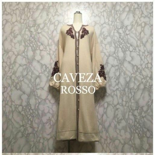 cavezarosso カベサロッソ　バイカラー刺繍カーデワンピース