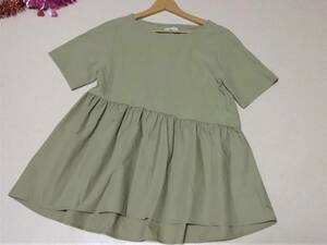  world![OPAQUE CLIP] khaki short sleeves tunic 38* new goods!