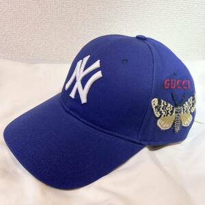  new goods GUCCIyan Keith cap royal blue butterfly regular goods Gucci yankees cap