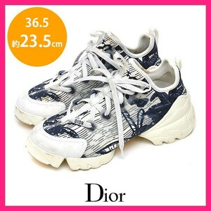 ディオール Dior バックロゴ バタフライ 柄 レディーススニーカー ホワイト×ブルー 白 青 36.5(約23.5cm) sh23-0391