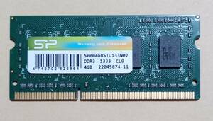 MD22-2[ operation goods ]Silicon Power DDR3-1333 4GB×1 sheets [ free shipping ]PC3-10600 Note PC for 1.5V non-ECC Unbuffered SP004GBSTU133N02