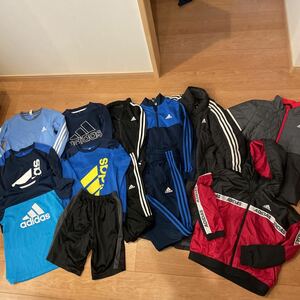 ○222○ adidas アディダス 140cm 半袖 長袖 ロンT ジャージ ベンチコート ナイロンジャケット 中綿ジャケット まとめて 通学 小学生 13点