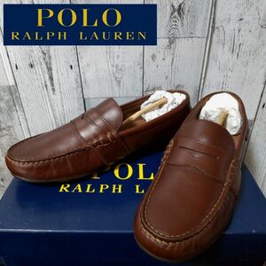 POLO RALPHLAUREN ドライビングシューズ ブラウン 本皮 ポロ ラルフローレン ローファー 27.5