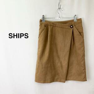 8032 SHIPS Ships knees height skirt Brown lady's F10-0103