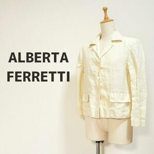 8032 ALBERTA FERRETTI イタリア製テーラードジャケットリネンレディース F11-0014