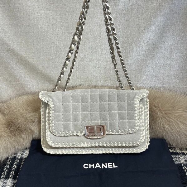 美品★レア！CHANEL 2.55 チョコバー★ダブルチェーンショルダーバッグ