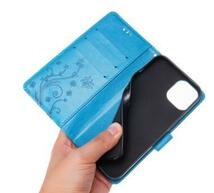 人気PU革手帳型Iphone12ケース レザー耐衝撃可愛い 和柄 カード収納 ストラップ付き 　青_画像7