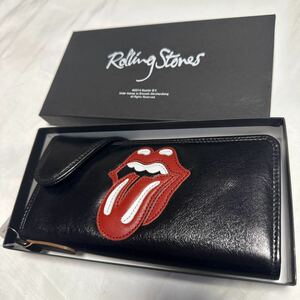 Rolling Stones 【 ローリングストーンズ 】 デザイン 長財布 ブラック 赤ロゴ 　未使用　箱付き