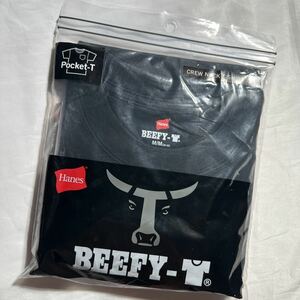 ［ヘインズ] Hanes ビーフィー Tシャツ BEEFY-T １枚 綿100% 肉厚生地 ヘビーウェイト　カウネック　ポケット　ブラック　サイズM