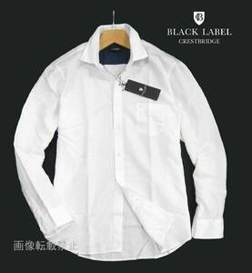 送料無料 新品 BLACKLABEL クレストブリッジ　シャドーチェック 長袖シャツ L　白 ホワイト リネンコットン 麻混 ブラックレーベル