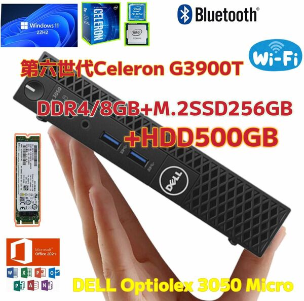 Dell office2021 /Win/ Celeron G3900T /8GB /M.2SSD256GB+HDD500GB