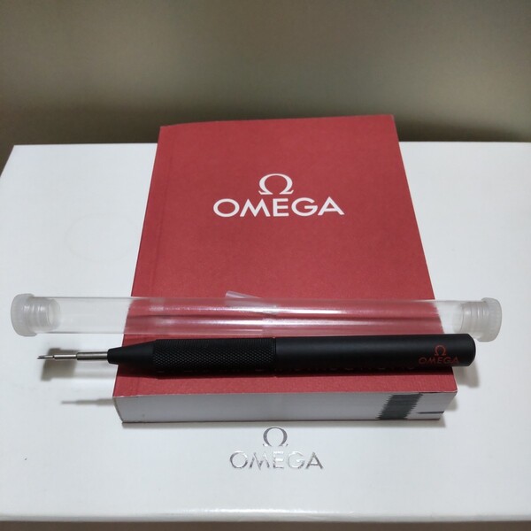 オメガ OMEGA ロゴ 入り 純正 黒 BK ピン 赤 文字 バネ棒 外し 調整 専用 ケース 付き 正規 未使用 スピードマスター レア 希少 送料込み