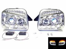 スズキ ジムニー JB23W ヘッドライト 全年式 LED プロジェクター フロント インナークローム メッキ ランプ 左右セット 日本光軸_画像1