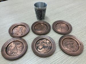 PEWTER カップ 97%TIN 錫製&BIENAL銅製 コースター6客セット