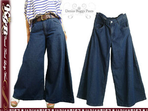 3L navy / Denim baggy pants lady's jeans Denim trousers / new goods 