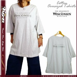 M オートミール Tシャツ 半袖 レディース オーバーサイズ パールプリント WISCONSIN 綿 新品
