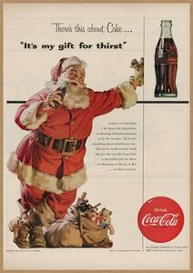 Coca-Cola レトロミニポスター B5サイズ 複製広告 ◆ コカコーラ サンタクロース 休憩中 USAD5-154