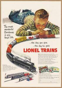 ライオネル トレイン レトロミニポスター B5サイズ 複製広告 ◆ 玩具 おもちゃ 鉄道模型 列車 汽車 LIONEL TRAIN USAD5-249