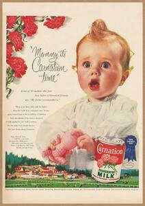 Carnation エバミルク レトロミニポスター B5サイズ 複製広告 ◆ カーネーション 赤ちゃん 無糖練乳 濃縮 USAD5-251