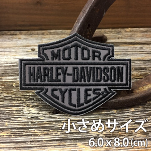 送料無料 ハーレー B＆S ロゴ ミニ 刺繍 ワッペン ◆ パッチ Harley 光を反射 グレー/ブラック 小 CAWP37