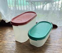 タッパーウェア MM楕円 #1 #2 Tupperware 2個セット 密封容器 保存容器 USED_画像1