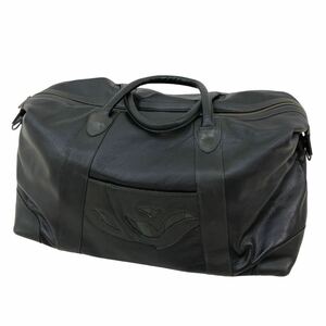 h033③ 本革 IBIZA イビサ イビザ レザー ボストンバッグ ハンドバッグ 黒系 大きめ 旅行 鞄 カバン bag