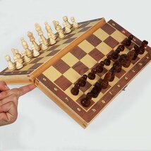 ●　磁気 木製 折りたたみ式 チェスセット ゲーム ボード 知識 学習 知力 IQ (サイズ: BH20-Magnetic-29cm)_画像4