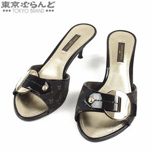 101681816 ルイヴィトン LOUIS VUITTON サークルモチーフ ミュール ブラウン モノグラムミニラン パテント サンダル 靴 35 レディース