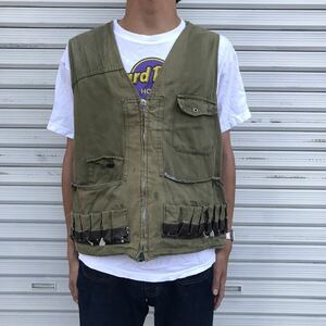 70s Euro hunting ユーロ ヴィンテージ ハンティング ベスト ジレ ミリタリー 軍物 フィッシング 米軍 60s ショットガンポケット Mサイズ