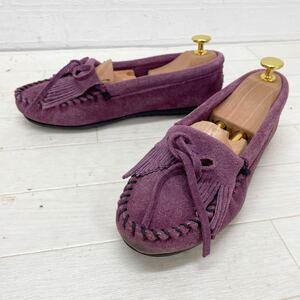 1097★ MINNETONKA ミネトンカ モカシン スリッポン スエードレザー シューズ 6 約23 レディース パープル