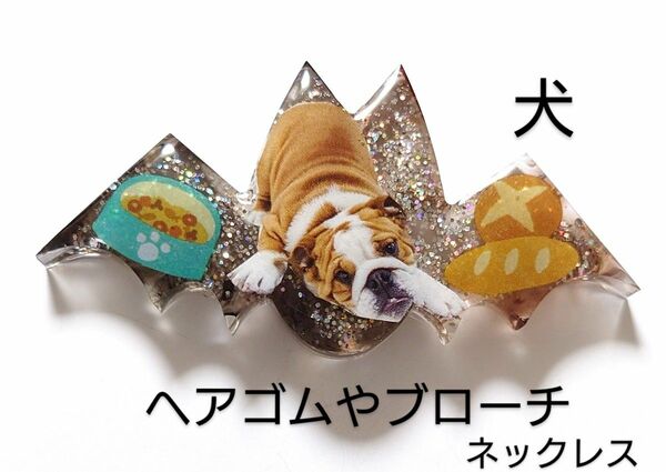 ワンちゃんレジンヘアゴム＊　　犬　　　レジンヘアゴム　　ブローチレジン　　ポニーフック　　犬アクセサリーハンドメイド