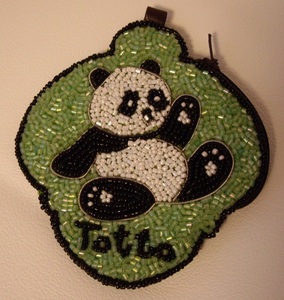  super-rare! new goods * black ...tottototo Chan * Panda pattern beads decoration coin case change purse .panda