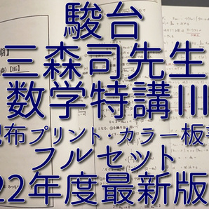 駿台 22年度 最新 数学特講Ⅲ 夏期 三森司先生 講義問題・研究問題・カラー板書 全セット ハイグレード 河合塾 駿台 鉄緑会 東進