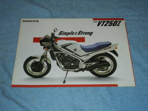 ★1985年▲MC08 ホンダ VT250Z V2 バイク カタログ▲HONDA VT250Z▲MC08E 水冷 4サイクル DOHC V型2気筒 248cc 40PS/前輪油圧式ディスク