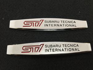 スバル SUBARU STI カーステッカー プレート 金属製 車用デカール エンブレム フェンダーバッジ シール 傷を隠す 2枚セット　24番