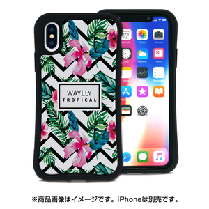 送料無料【訳あり・未使用品】WAYLLY 着せ替え 耐衝撃 iPhoneX iPhoneXs(5.8インチ)カバー／ケース ハイビスカス 花柄◆ピタッとくっつく