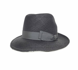 Borsalino ボルサリーノ ストローハット 麦わら帽子 パナマハット ダークグレー ITALY製 M 内周55cm レディース ユニセックス メンズ