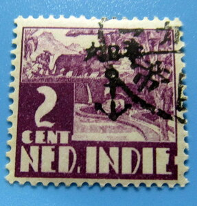 南方占領地　切手★オランダ領インド　海軍担当地区　２ｃ　大日本　加刷　使用済み