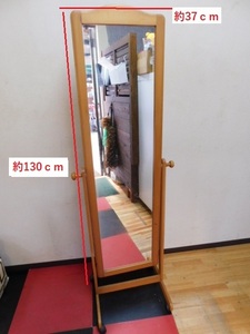  whole body mirror mirror with casters . tree material looking glass mirror antique mirror. part .360 times rotary secondhand goods 