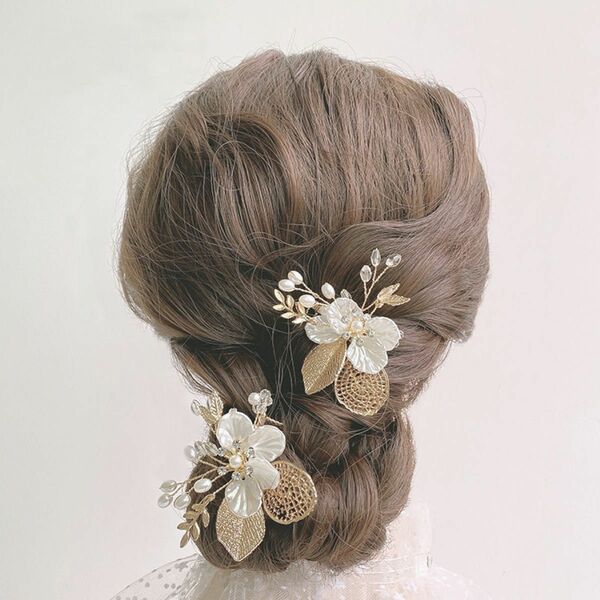 ウェディング　結婚式　髪飾り ヘアアクセサリー　2個セット