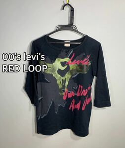 00's■levi's RED LOOP リーバイス　レッドループラグラン七分丈Tシャツ:M☆TS-186