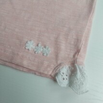 Souris スーリー ★ いちご刺繍 天竺ボーダー Tシャツ 【130】 (120) ピンク 女の子 半袖 カットソー トップス 春夏服 百貨店ブランド_画像3