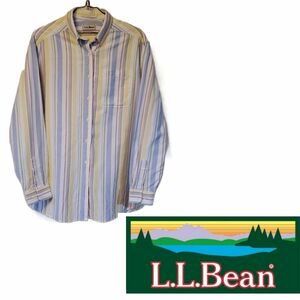 ※購入前要在庫確認※80s L.L.Bean USA製 ボタンダウンストライプシャツ マルチカラー