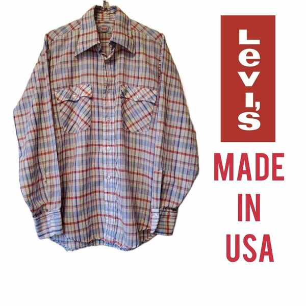 70s～80s USA製 LEVI’S チェックシャツ サイズM