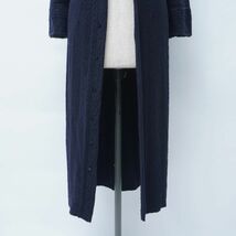 美品 MACPHEE マカフィー トゥモローランド 18SS コットン 七分袖ボタンロングカーディアン レディース 紺 ネイビー サイズ36*FC388_画像3