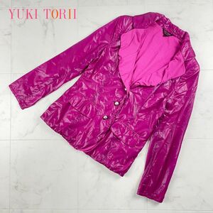 美品 YUKI TORII ユキ トリヰ テーラード ナイロンデザインジャケット レディース ピンク サイズ38*FC224