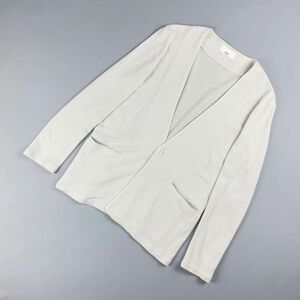 美品 Lui's ルイス ノーカラーエンボスジャケット レディース 白 ホワイト サイズM*FC778