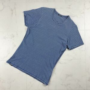 DENHAM デンハム ボーダー クルーネック 半袖Tシャツ カットソー トップス メンズ 青 ブルー サイズS*FC309