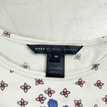 美品 MARC BY MARC JACOBS マークバイマークジェイコブス シルク 花柄 七分袖カットソー レディース トップス 白系 サイズXS*FC315_画像5