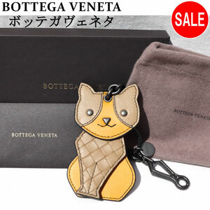 BOTTEGA VENETA ボッテガヴェネタ バッグチャーム 523450 V005X 8628 イエロー チャーム キーホルダー キーリング ネコ ねこ 猫